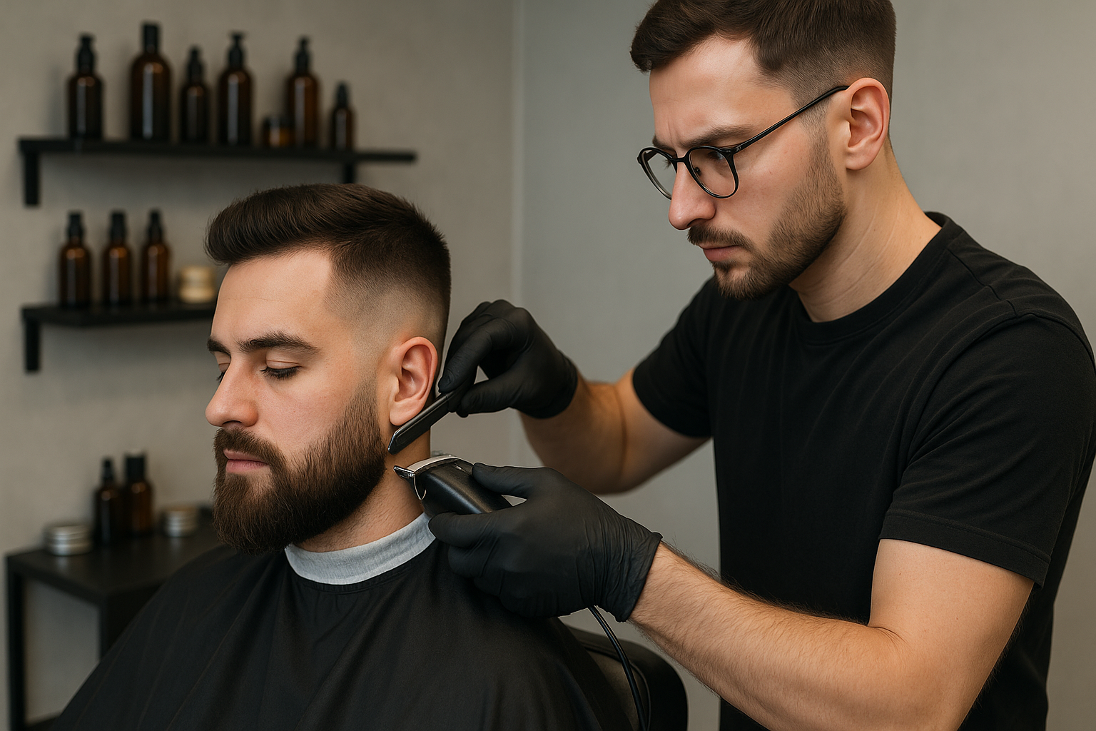 Fryzjer w Zielonkach wykonujący strzyżenie i stylizację brody w jednym zabiegu combo